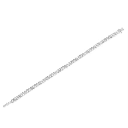 .925 Sterling Silver 1/6 Cttw Miracle Set Diamond Infinity Link and Station Tennis Bracelet (i-j Color I3 Clarity)