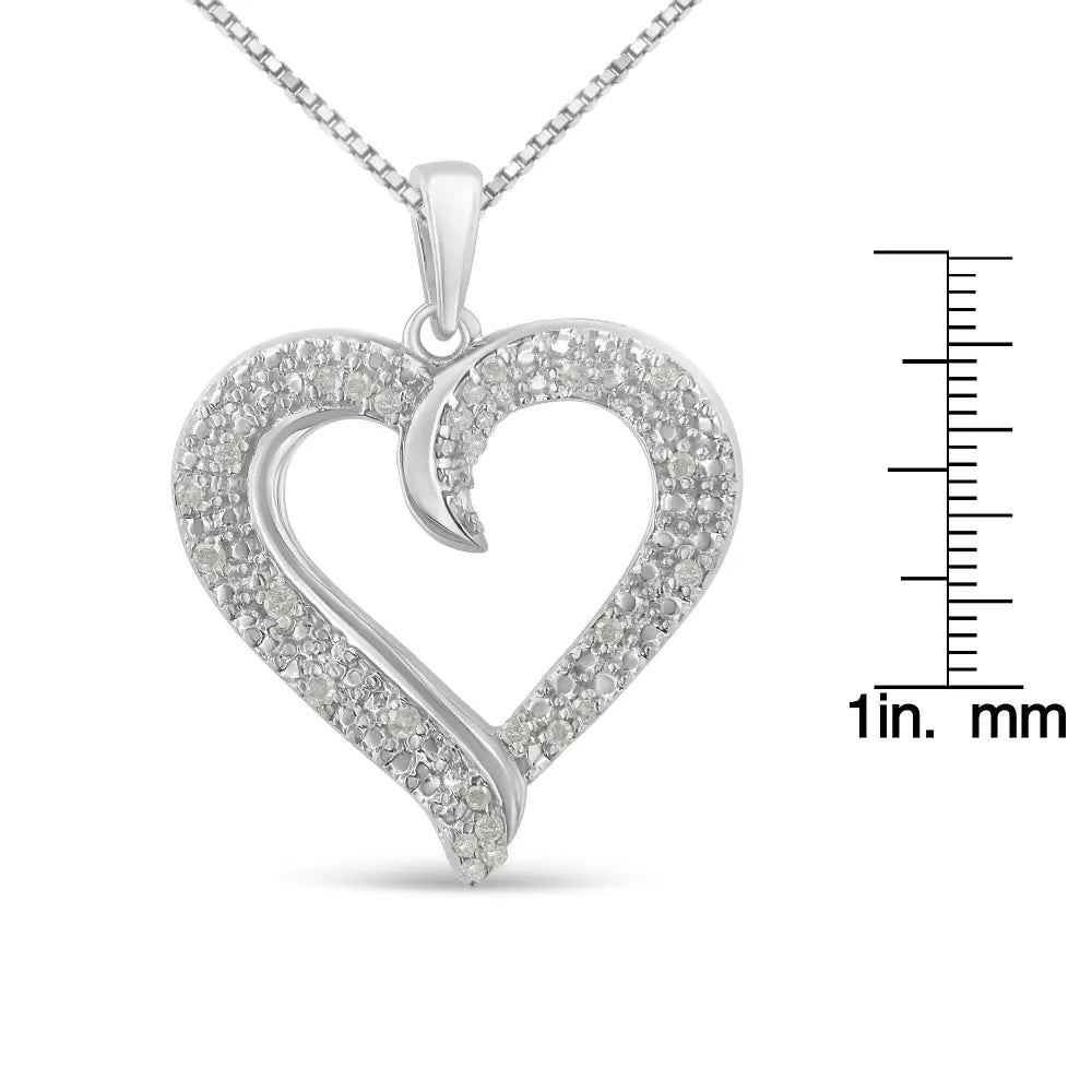 .925 Sterling Silver 1/6 Cttw Pave-set Diamond Heart 18’’ Pendant Necklace (i-j Color I3 Clarity) - Fine Jewelry