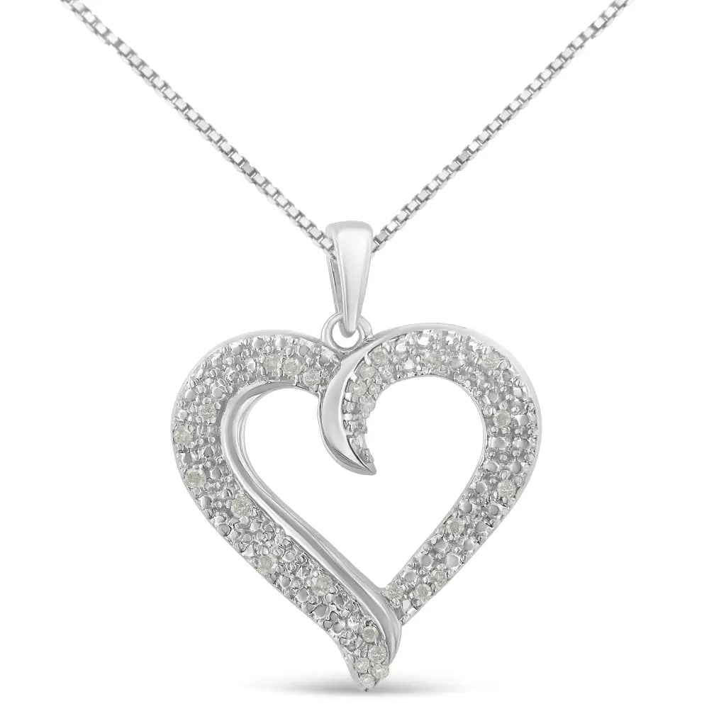 .925 Sterling Silver 1/6 Cttw Pave-set Diamond Heart 18’’ Pendant Necklace (i-j Color I3 Clarity) - Fine Jewelry