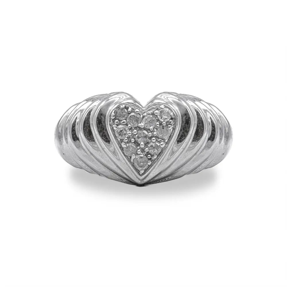 .925 Sterling Silver 1/6 Cttw Round Diamond ?Heartbeat’ Heart Band Ring (i-j Color I3 Clarity) - Fine Jewelry us Direct