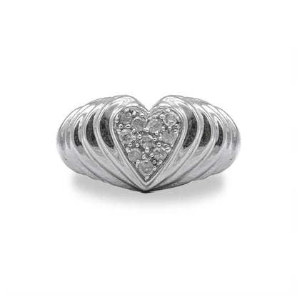 .925 Sterling Silver 1/6 Cttw Round Diamond ?Heartbeat’ Heart Band Ring (i-j Color I3 Clarity) - Fine Jewelry us Direct