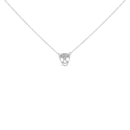 .925 Sterling Silver 1/7 Cttw Diamond Skull Pendant Necklace (h-i Color Si1-si2 Clarity) - 18’’ Inches - Fine