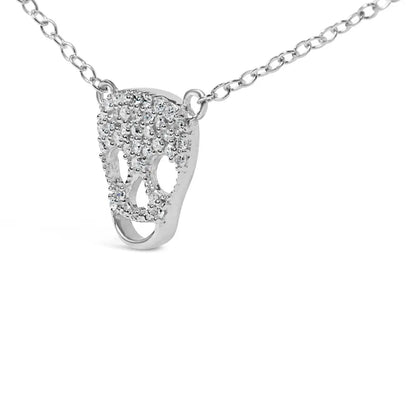 .925 Sterling Silver 1/7 Cttw Diamond Skull Pendant Necklace (h-i Color Si1-si2 Clarity) - 18’’ Inches - Fine