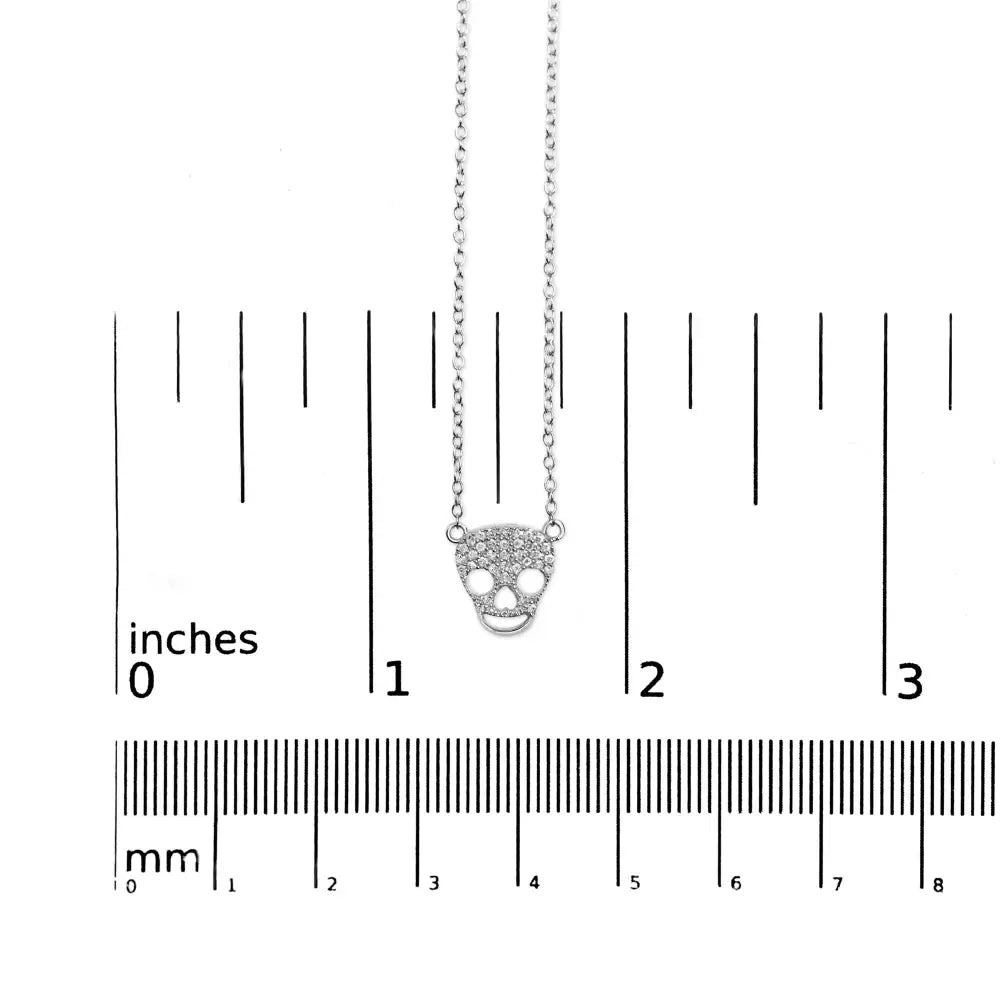 .925 Sterling Silver 1/7 Cttw Diamond Skull Pendant Necklace (h-i Color Si1-si2 Clarity) - 18’’ Inches - Fine