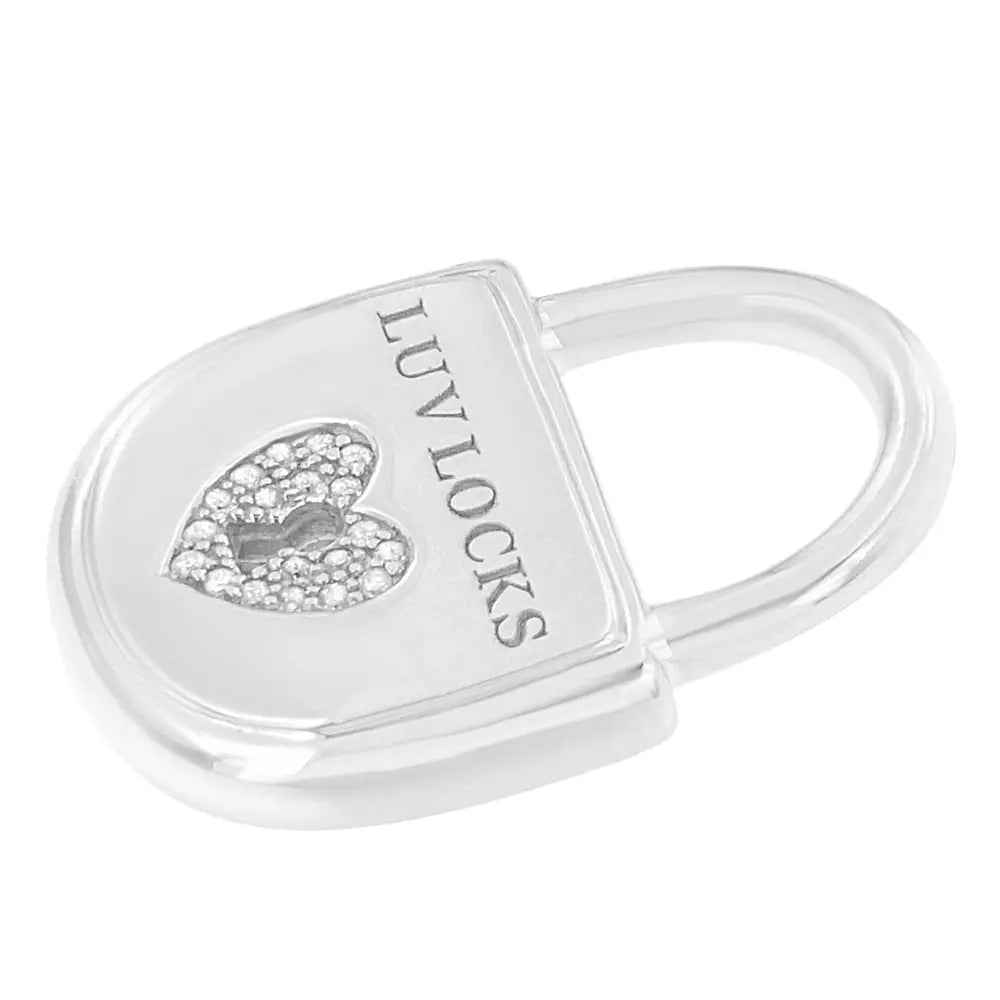 .925 Sterling Silver 1/8 Cttw Diamond Luv Locks’ Pendant Necklace (h-i I1-i2) - Fine Jewelry us Direct