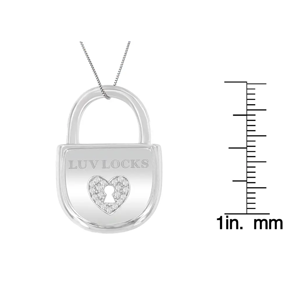 .925 Sterling Silver 1/8 Cttw Diamond Luv Locks’ Pendant Necklace (h-i I1-i2) - Fine Jewelry us Direct