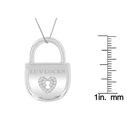 .925 Sterling Silver 1/8 Cttw Diamond Luv Locks’ Pendant Necklace (h-i I1-i2) - Fine Jewelry us Direct