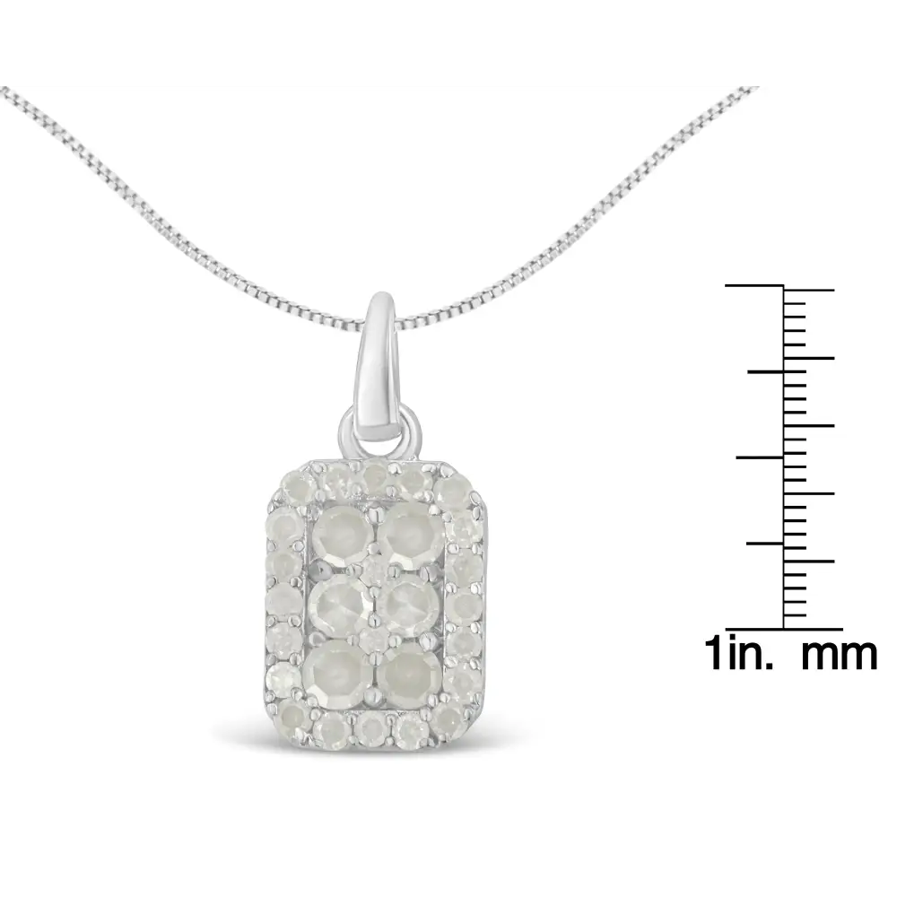 .925 Sterling Silver 1 Cttw Diamond Block Pendant Necklace (i-j I3-promo) - Fine Jewelry us Direct