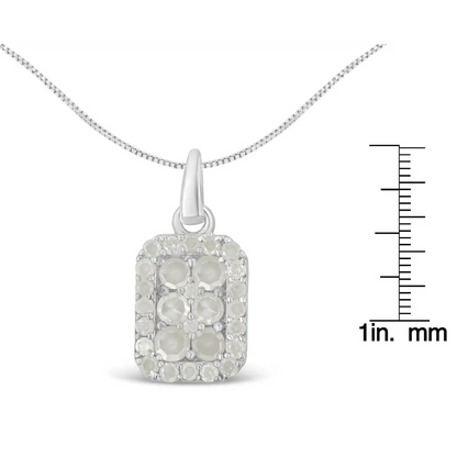 .925 Sterling Silver 1 Cttw Diamond Block Pendant Necklace (i-j I3-promo) - Fine Jewelry us Direct