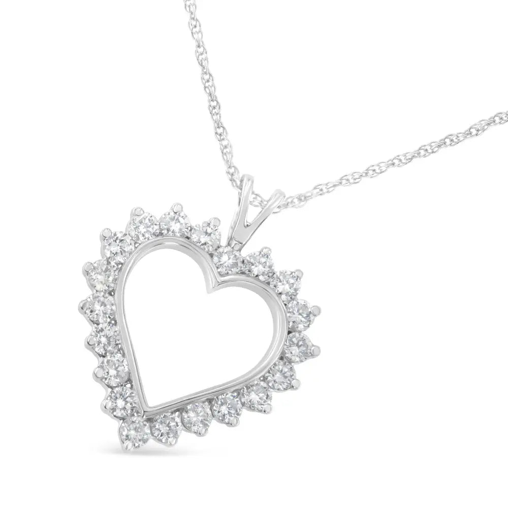 .925 Sterling Silver 1 Cttw Diamond Love Heart Pendant Necklace (h-i I1-i2) - Fine Jewelry us Direct