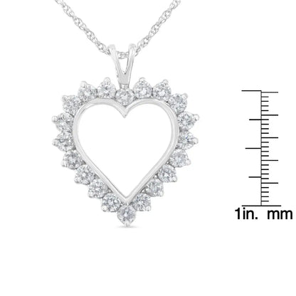 .925 Sterling Silver 1 Cttw Diamond Love Heart Pendant Necklace (h-i I1-i2) - Fine Jewelry us Direct