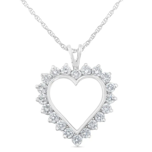 .925 Sterling Silver 1 Cttw Diamond Love Heart Pendant Necklace (h-i I1-i2) - Fine Jewelry us Direct