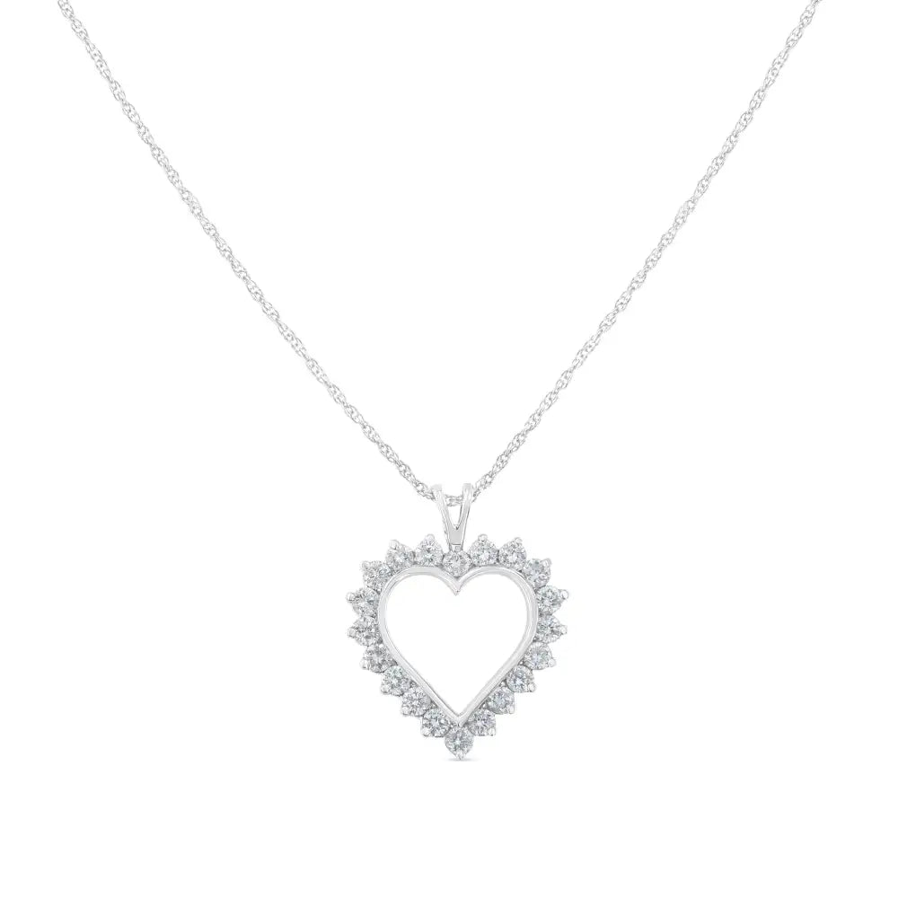 .925 Sterling Silver 1 Cttw Diamond Love Heart Pendant Necklace (h-i I1-i2) - Fine Jewelry us Direct