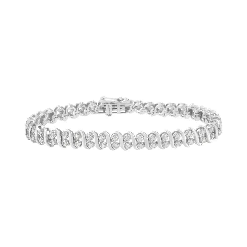 .925 Sterling Silver 1 Cttw Double Row Miracle-set Diamond Tennis Bracelet (i-j Clarity I3 Color) - Size 7.25’’