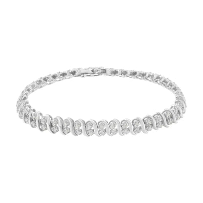 .925 Sterling Silver 1 Cttw Double Row Miracle-set Diamond Tennis Bracelet (i-j Clarity I3 Color) - Size 7.25’’