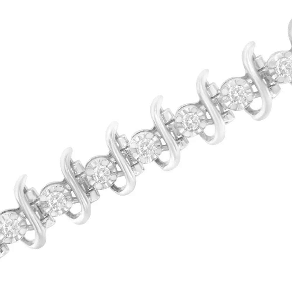 .925 Sterling Silver 1 Cttw Prong-set Diamond Link Bracelet (i-j I1-i2) - 7.25’’ - Fine Jewelry us Direct