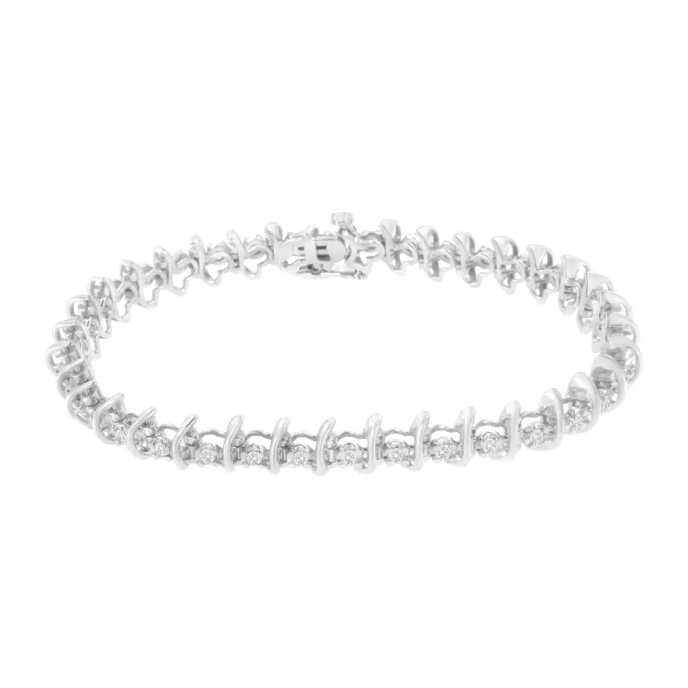 .925 Sterling Silver 1 Cttw Prong-set Diamond Link Bracelet (i-j I1-i2) - 7.25’’ - Fine Jewelry us Direct