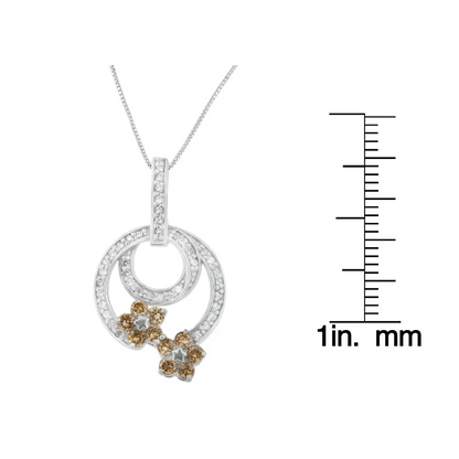 .925 Sterling Silver 1 Cttw Round Cut Diamond Floral Garden Pendant Necklace (h-i I1-i2) - Fine Jewelry us Direct