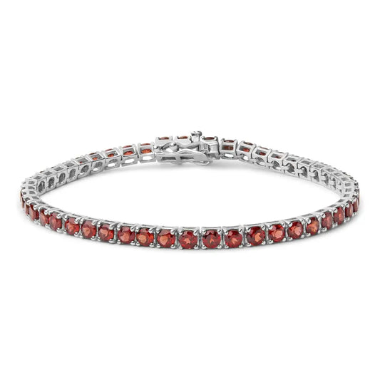 .925 Sterling Silver 10.0 Cttw Created Orange Garnet Tennis Bracelet - 7.25’’ - Fine Jewelry us Direct