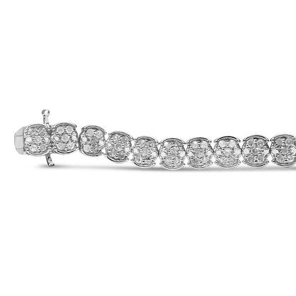 .925 Sterling Silver 2.0 Cttw Diamond Cluster Link Bracelet (i-j Color I2-i3 Clarity) - Size 7.25’’ - Fine Jewelry