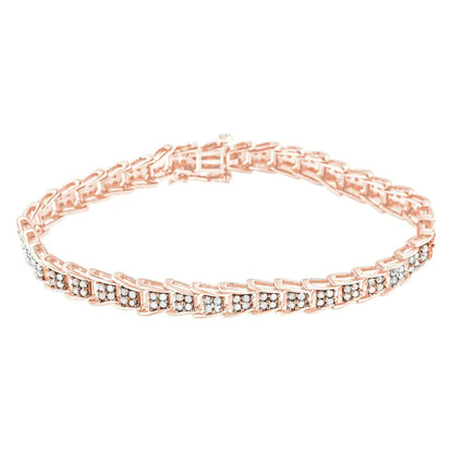 .925 Sterling Silver 2.0 Cttw Diamond Fan-shaped Fancy Chevron Link Tennis Bracelet (i-j Color I3 Clarity) - 7’’