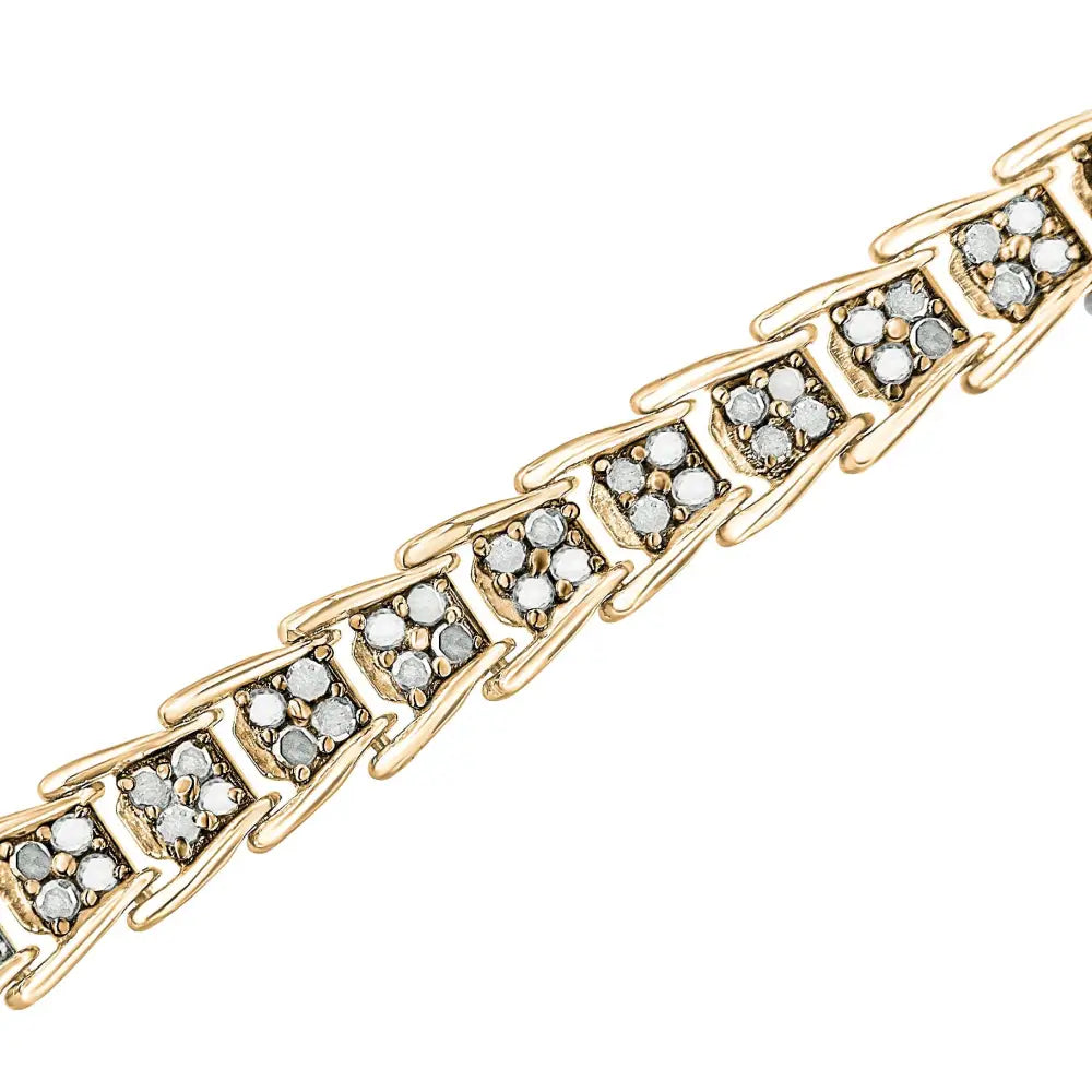 .925 Sterling Silver 2.0 Cttw Diamond Fan-shaped Fancy Chevron Link Tennis Bracelet (i-j Color I3 Clarity) - 7’’