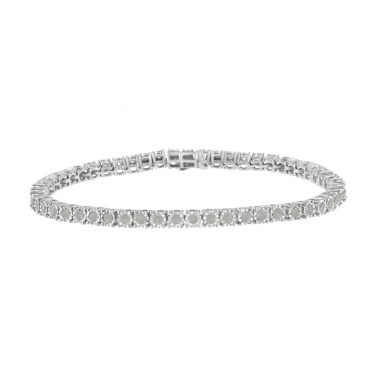 .925 Sterling Silver 2.0 Cttw Diamond Illusion-set Miracle Plate Tennis Bracelet (i-j Color I3 Clarity) - 7’’