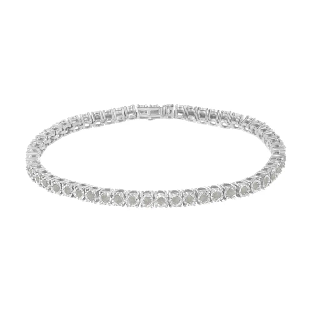 .925 Sterling Silver 2.0 Cttw Diamond Illusion-set Miracle Plate Tennis Bracelet (i-j Color I3 Clarity) - 7’’