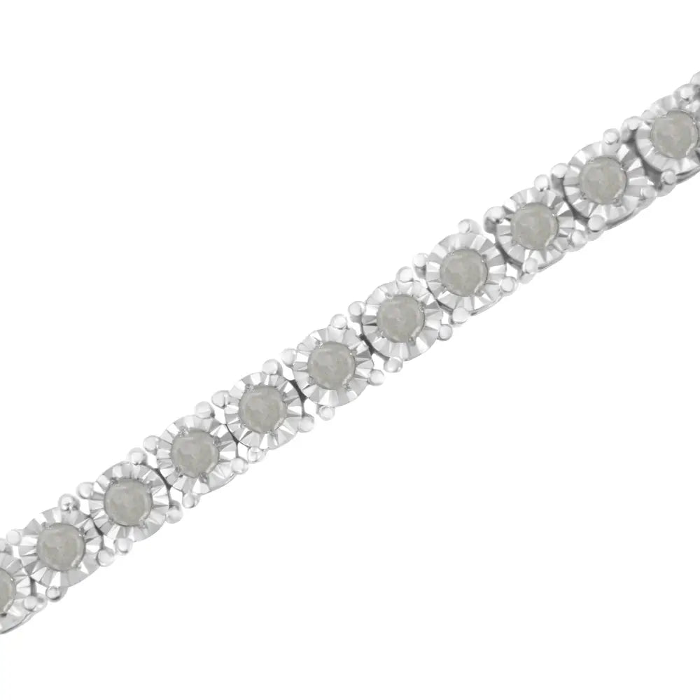 .925 Sterling Silver 2.0 Cttw Diamond Illusion-set Miracle Plate Tennis Bracelet (i-j Color I3 Clarity) - 7’’