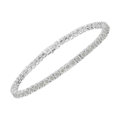 .925 Sterling Silver 2.0 Cttw Diamond Illusion-set Miracle Plate Tennis Bracelet (i-j Color I3 Clarity) - 7’’