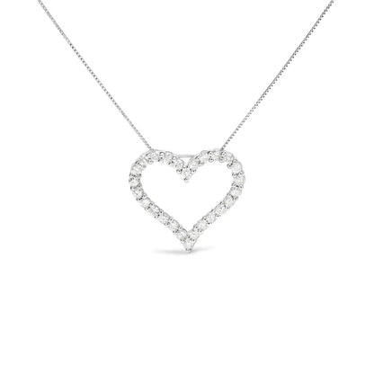 .925 Sterling Silver 2.0 Cttw Diamond Open Heart 18’’ Pendant Necklace (i-j Color I2-i3 Clarity) - Fine Jewelry