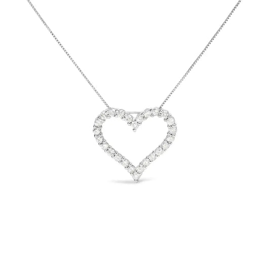 .925 Sterling Silver 2.0 Cttw Diamond Open Heart 18’’ Pendant Necklace (i-j Color I2-i3 Clarity) - Fine Jewelry