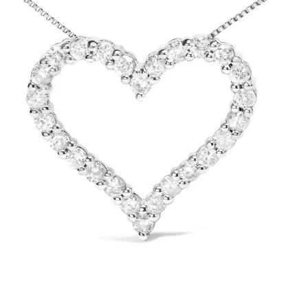 .925 Sterling Silver 2.0 Cttw Diamond Open Heart 18’’ Pendant Necklace (i-j Color I2-i3 Clarity) - Fine Jewelry