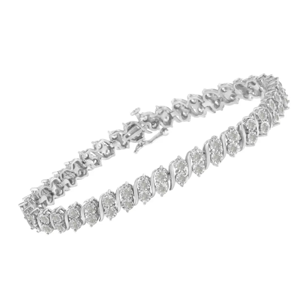 .925 Sterling Silver 2.0 Cttw Diamond S- Link Tennis Bracelet (i-j Color I3 Clarity) - 7” - Fine Jewelry us Direct