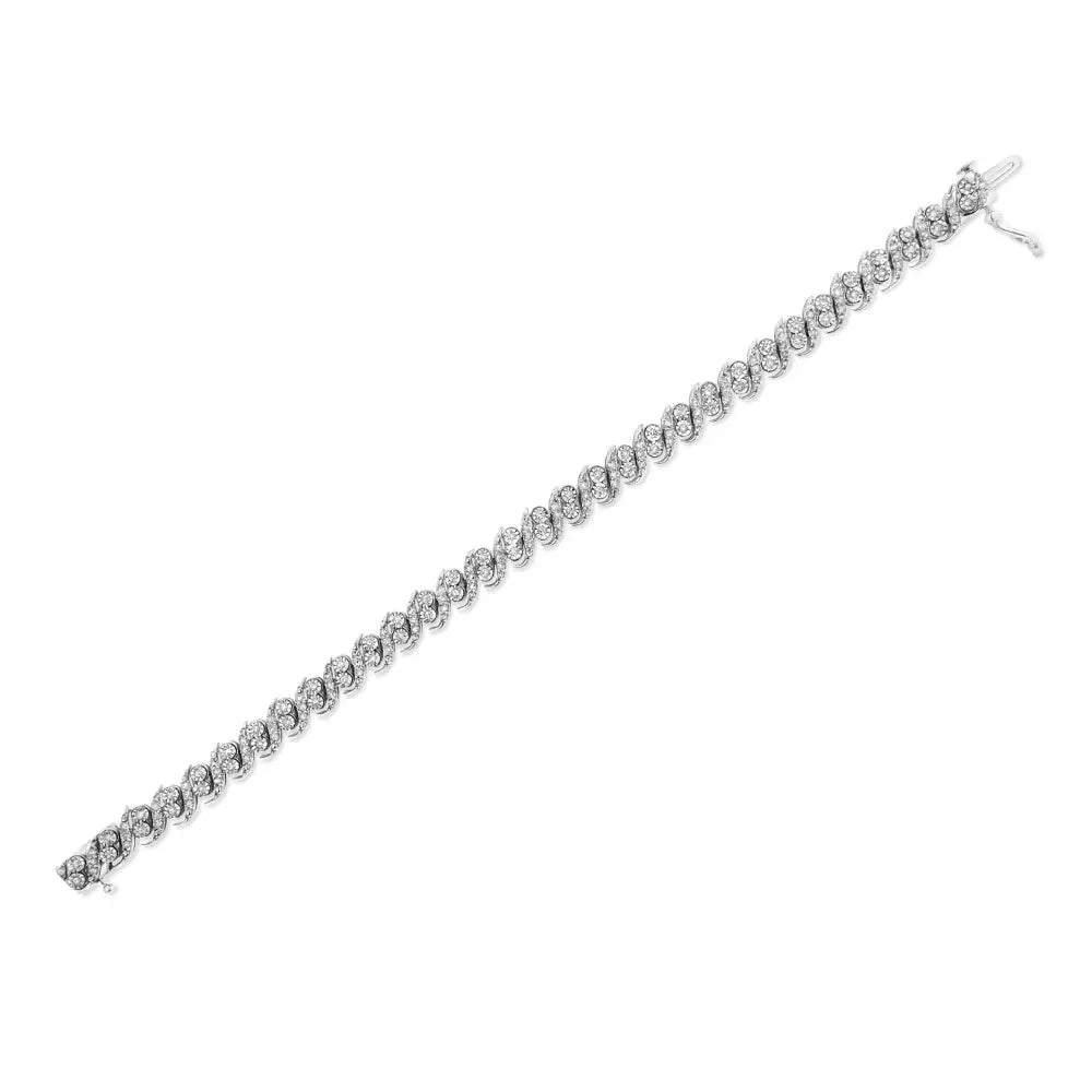 .925 Sterling Silver 2.0 Cttw Round-cut Diamond ?S’ Link Bracelet (i-j Color I3 Clarity) - 7.25’’ - Fine Jewelry