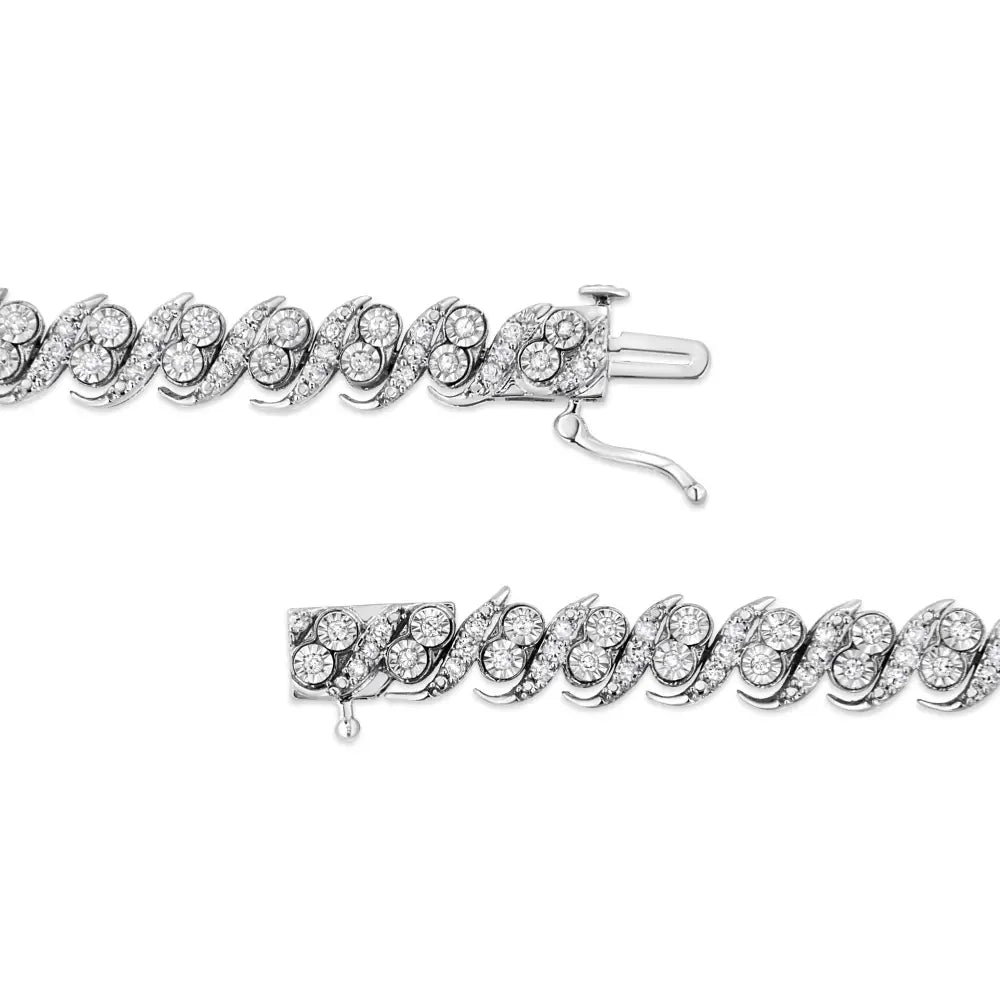 .925 Sterling Silver 2.0 Cttw Round-cut Diamond ?S’ Link Bracelet (i-j Color I3 Clarity) - 7.25’’ - Fine Jewelry