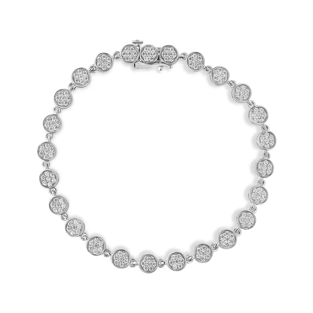 .925 Sterling Silver 2.0 Cttw Round Diamond Link Bracelet (g-h Color I1-i2 Clarity) - 7.25’’ - Fine Jewelry us Direct