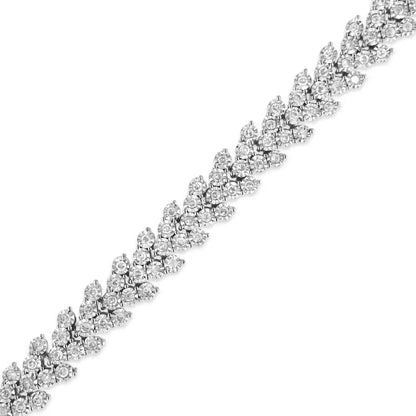 .925 Sterling Silver 2.00 Cttw Miracle Set Diamond Laurel Wreath Link Bracelet (i-j Color I3 Clarity) - 7.25’’