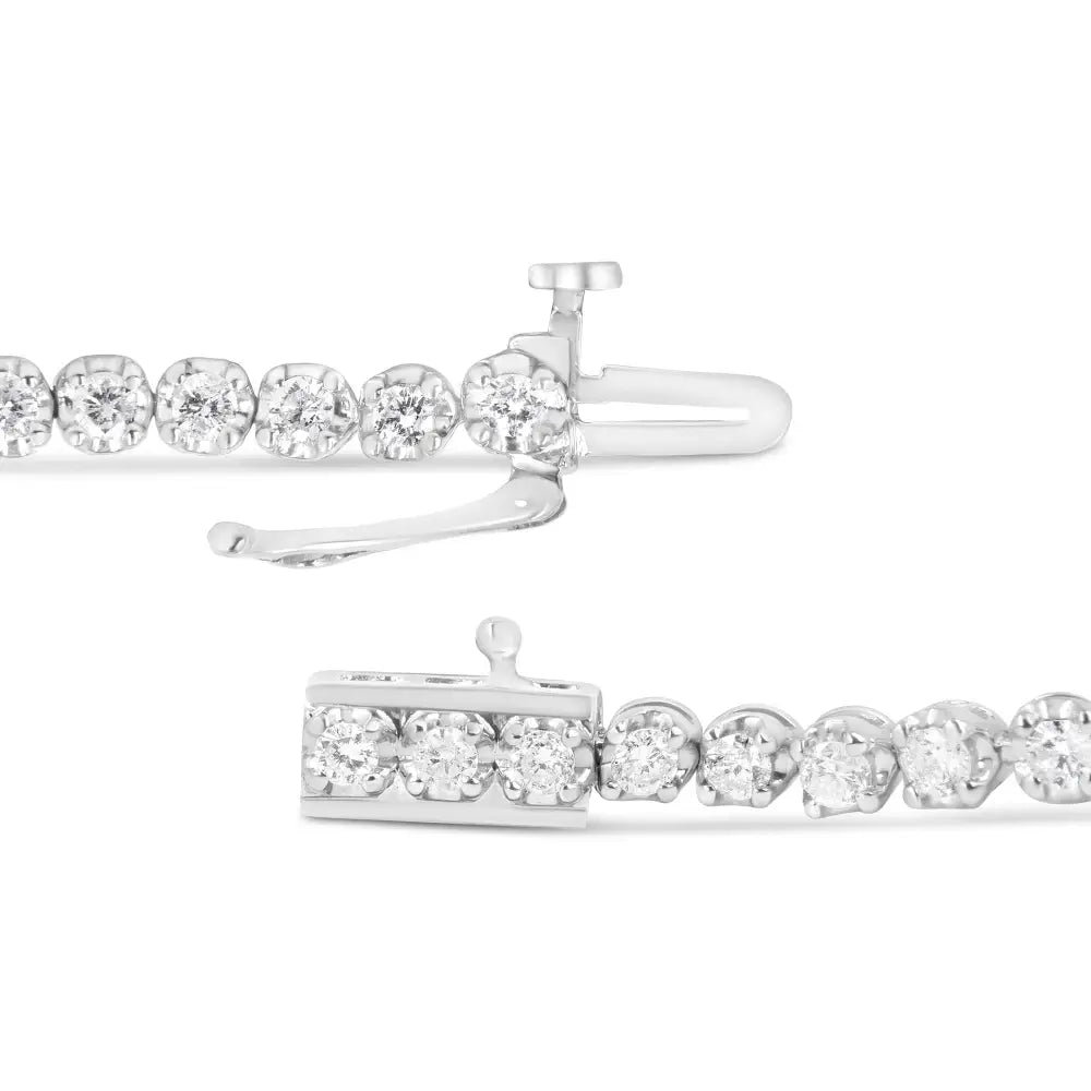 .925 Sterling Silver 2.00 Cttw Round-cut Diamond Tennis Link Bracelet (i-j Color I1-i2 Clarity) - 7.25’’ - Fine