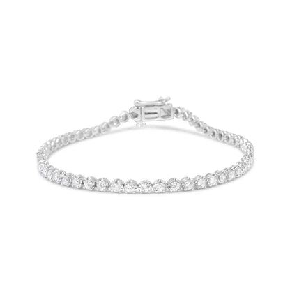 .925 Sterling Silver 2.00 Cttw Round-cut Diamond Tennis Link Bracelet (i-j Color I1-i2 Clarity) - 7.25’’ - Fine