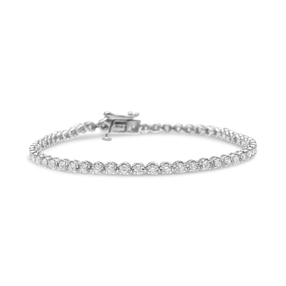 .925 Sterling Silver 2.00 Cttw Round-cut Diamond Tennis Link Bracelet (i-j Color I1-i2 Clarity) - 7.25’’ - Fine