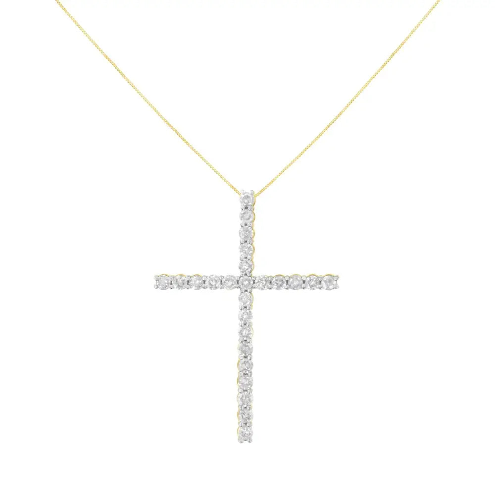 .925 Sterling Silver 2 1/2 Cttw Diamond Cross Pendant Necklace (h-i I2-i3) - Fine Jewelry us Direct