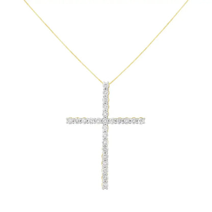 .925 Sterling Silver 2 1/2 Cttw Diamond Cross Pendant Necklace (h-i I2-i3) - Fine Jewelry us Direct