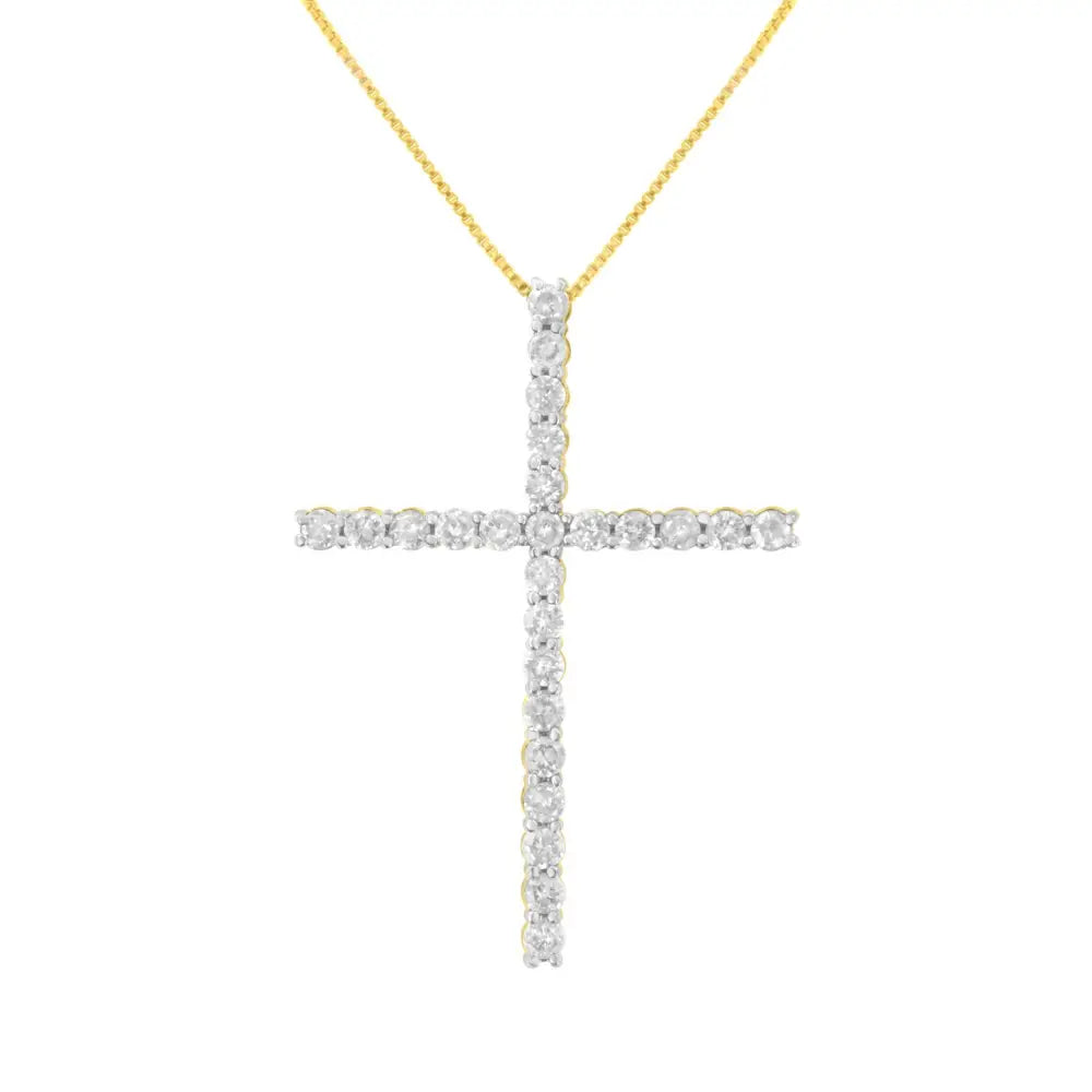 .925 Sterling Silver 2 1/2 Cttw Diamond Cross Pendant Necklace (h-i I2-i3) - Fine Jewelry us Direct