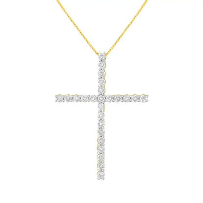 .925 Sterling Silver 2 1/2 Cttw Diamond Cross Pendant Necklace (h-i I2-i3) - Fine Jewelry us Direct