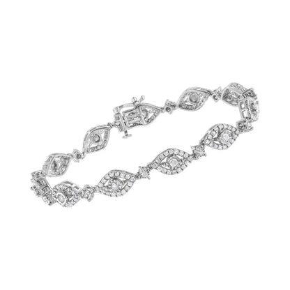 .925 Sterling Silver 2 1/2 Cttw Diamond Pear Shaped and Bezel Link Bracelet (i-j Color I2-i3 Clarity) - 7.5 ’ - Fine