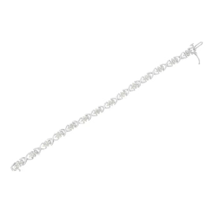 .925 Sterling Silver 2-1/4 Cttw Diamond 7” Cluster x Link Bracelet (i-j Color I3 Clarity) - White - Fine Jewelry