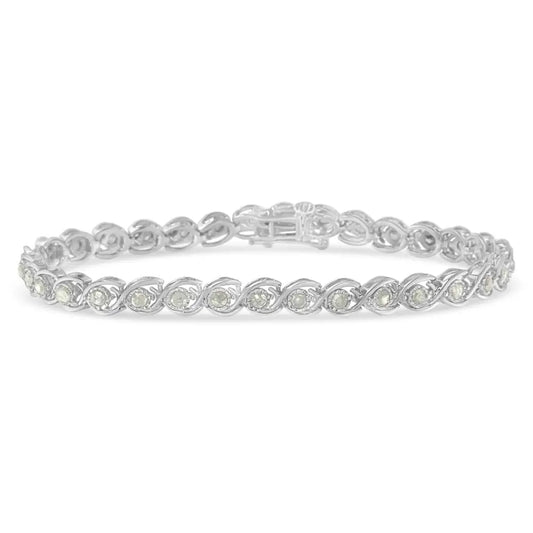 .925 Sterling Silver 2 Cttw Miracle Plate Set Diamond Spiral Link Bracelet (i-j Color I3 Clarity) -7’’ - Fine