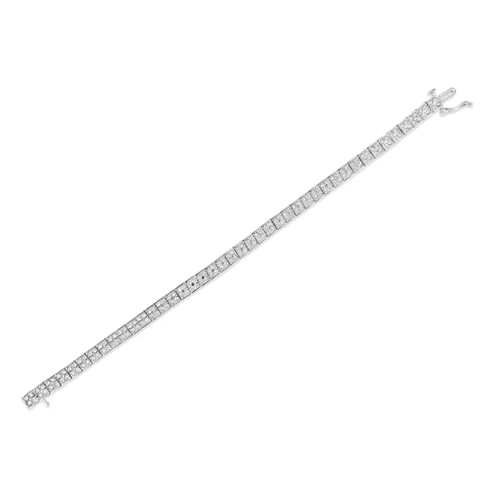 .925 Sterling Silver 2 Cttw Prong Set Round-cut Diamond 4 Stone Box Link Bracelet (i-j Color I3 Clarity) - 7.25’’