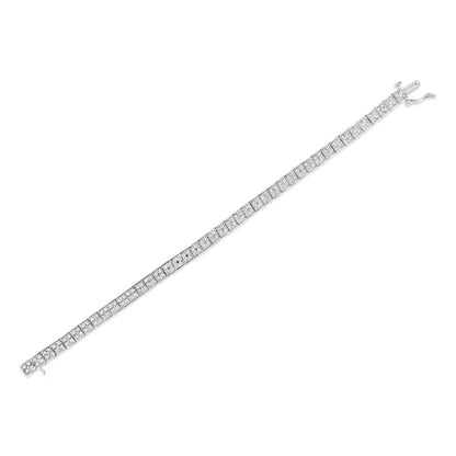 .925 Sterling Silver 2 Cttw Prong Set Round-cut Diamond 4 Stone Box Link Bracelet (i-j Color I3 Clarity) - 7.25’’